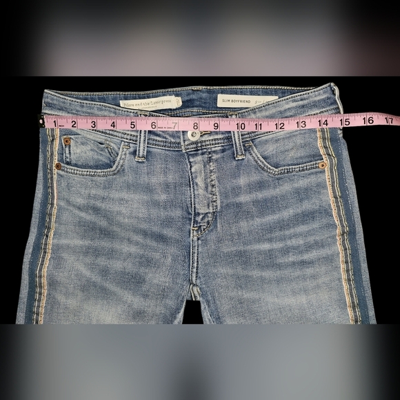 Anthropologie Pilcro Side Stripe Slim Boyfriend Jeans Light Mid Rise Sz 25/0 - Picture 3 of 13